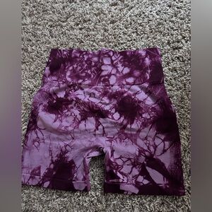 Burgundy and Grey Tie-Dye Women's Shorts